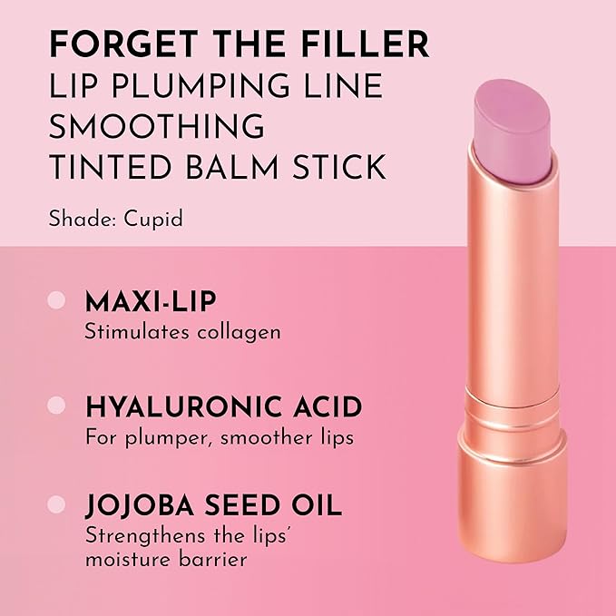 Lawless Forget the Filler Lip Plumping Line Smoothing Tinted Balm - Cupid - Premium Tinted Lip Balm with Natural Ingredients to Plump and Smooth Lips for a Firmer, Fuller Look - 0.09 oz