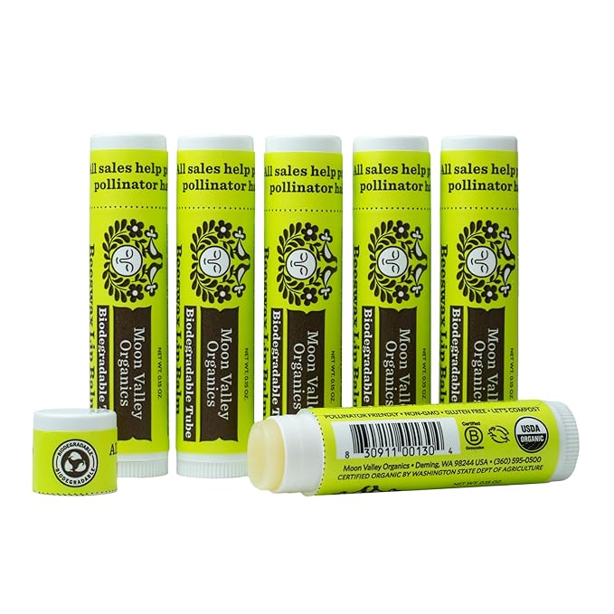 Moon Valley Organics Beeswax Lip Balm for Moisturizing Lips and Cuticles (TROPICAL COCONUT LIME, 6-Pack)
