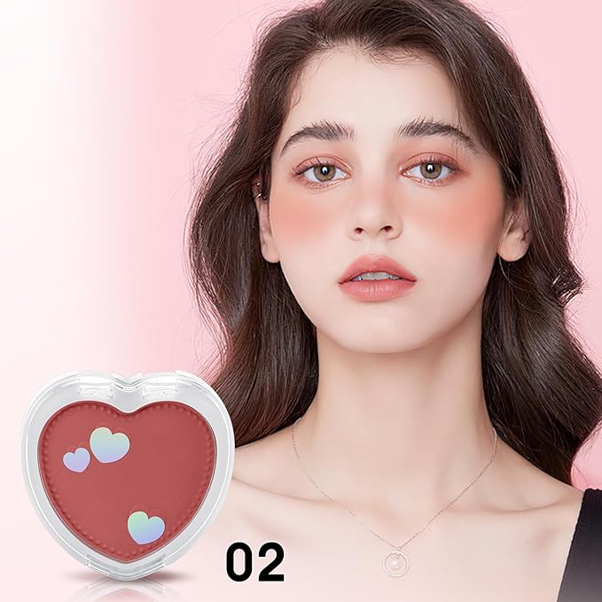 Boobeen Powder Blush Matte Pressed Blush Palette, Highly Pigmented Cream Pink Blusher for Cheeks, Blusher Compact Powder Makeup Lightweight Easily Blends, Single Color Rouge Powder