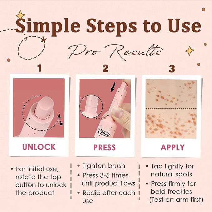 Faux Freckle Stamp, Freckle Pen Waterproof – Faux Freckles Maker for Natural Sun-Kissed Look, Quick-Dry & Long-Lasting, Easy One-Press Application, Cute & Trendy Gift for Women & Girls - 03 Deep