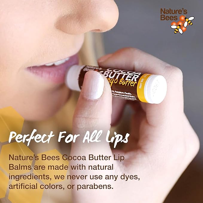 Nature's Bees - Cocoa Butter Lip Balm Moisturizer - Tropical 24 Pack, 4 Flavors - Citrus, Coconut, Cherry, & Mint - Made w/Coconut Oil, Beeswax, Vitamin E, Aloe, Shea Butter - 0.15oz (4.2g)