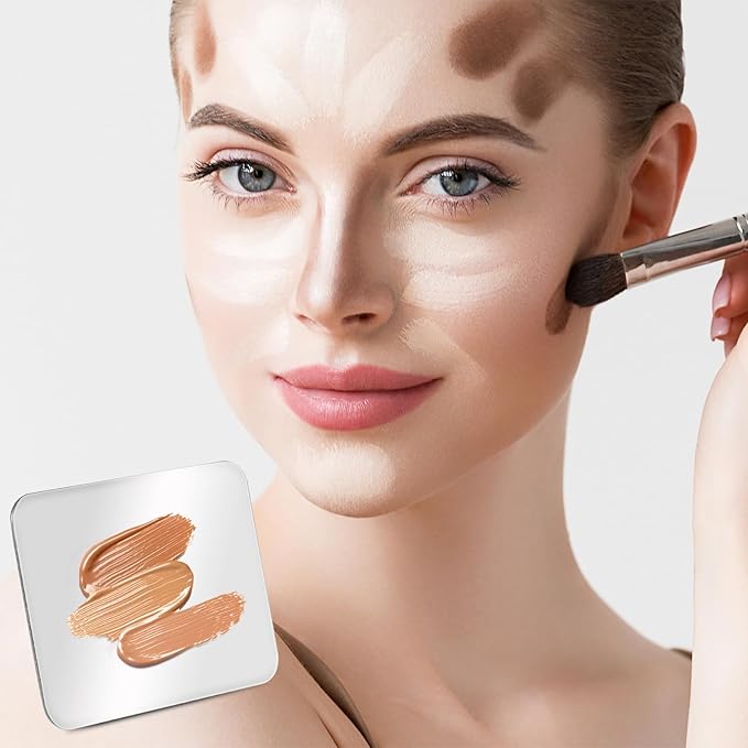 Makeup Mixing Palette, Makeup Spatula Palette with Foundation Spatula, Stainless Steel Makeup Mixing Tray, Nail Art Palette for Mixing Foundation Eye Shadow Eyelash Nail Art
