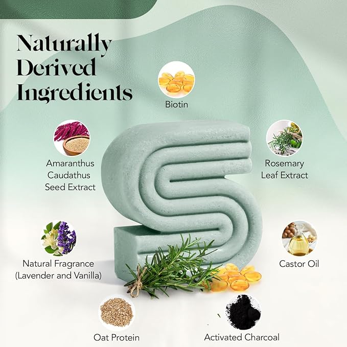 Kitsch Rosemary & Biotin Shampoo Bar - For Hair Growth, Strengthening, Thickening & Volumizing Shampoo for Women and Men - Free of Parabens, Sulfates & Silicones - Made in USA - 3.2 oz