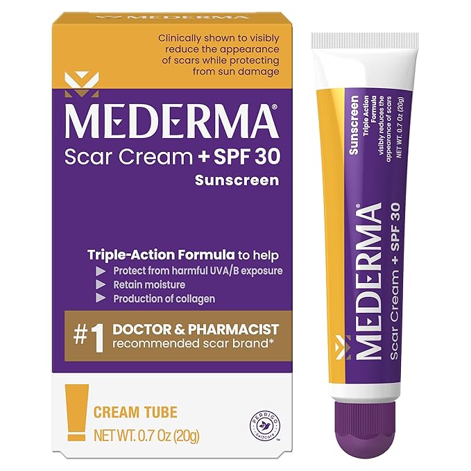 Mederma Scar Cream Plus SPF 30 - Advanced Scar Treatment, Protects from Sun Damage, Reduces Appearance of Scars from Acne, Burns, Surgery & Injury, 0.7 oz