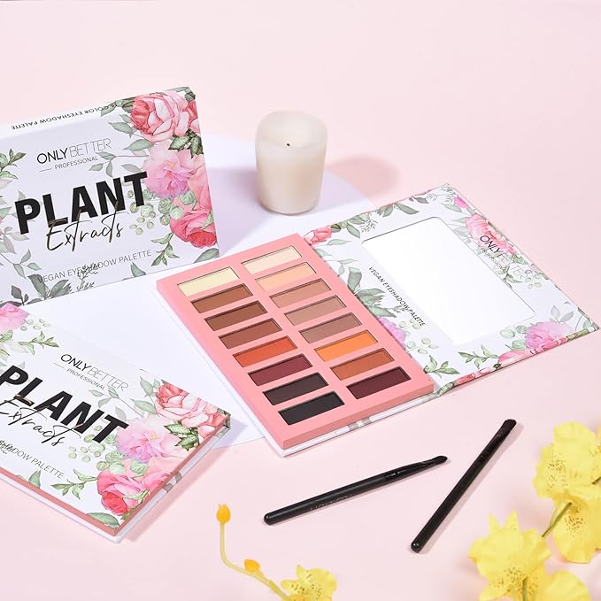 Vegan Eyeshadow Palette ONLYBETTER High Pigmented Brown Eyeshadow Palette Easy to Blend Color Fusion 16 Shades Metallic and Shimmer Nude Eyeshadow Palette Long Lasting Sweatproof and Waterproof