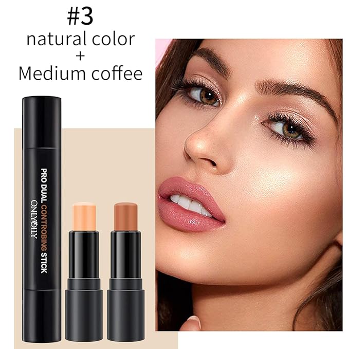 Double-End Contour Highlighter Stick Contour Stick, Face Highlighter, Contour Makeup Contouring Sticks Cream Concealer (3)