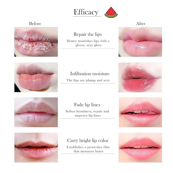 1PCS Lip Balm Honey Lip Balm, Honey Pot Lip Balm Sleeping Lip Mask with Brush, Hydrating & Prevention Dry and Cracked, Lip Scrubs Exfoliator & Moisturizer