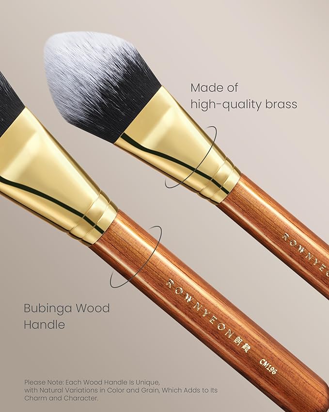 Desert Oak Series BloomFluff Powder Brush - 45mm Giant Heart-Shaped Face Brush for Setting Powder & Bronzer, Luxury Bubinga Handle (CM 196)