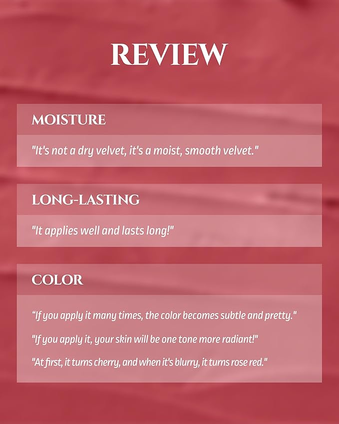 HEVVYMAKEUP Blurring Effect Lip Tint - Airy Velvet Matte Lips - Vegan, Longwear, Vibrant, Buildable Creamy Soft Texture - Korean Lip Makeup, Bloody Kiss, 0.13 fl.oz.