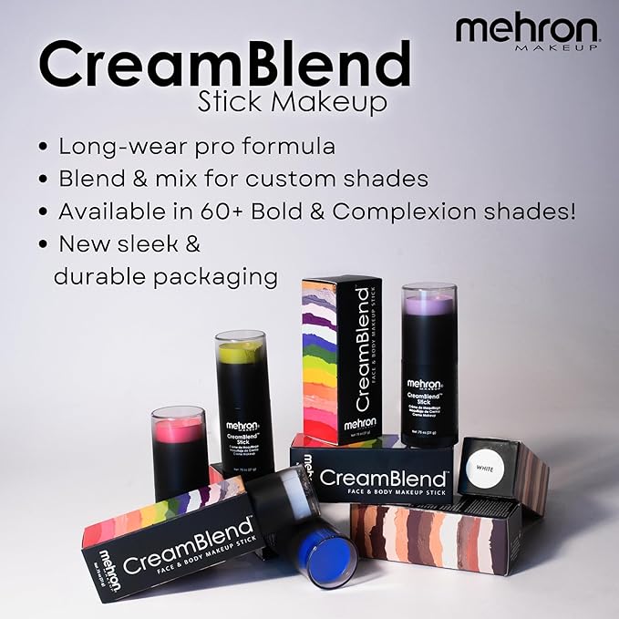 Mehron Makeup CreamBlend Stick | Face Paint, Body Paint, & Foundation Cream Makeup | Perfect for Halloween .75 oz (21 g) (Light 3)