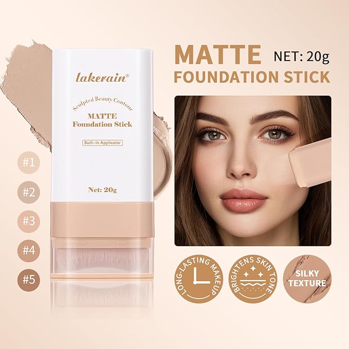 Beauty Balm Serum Boosted Skin Tint, Dual-Ended Eraser Foundation Stick with Brush, Full Coverage Cream Korean Makeup, Long-Lasting Stick for Smooth, Flawless Finish (#1 Cream)