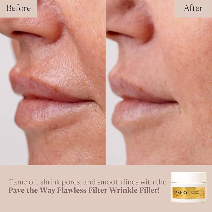 Nakery Pave The Way Flawless Filter Wrinkle Filler, Anti Aging Face Cream for Women, Instantly Smooths Deep Wrinkles, Blurs Imperfections, Skin Tightening Primer, Clinically Proven Formula Made in USA