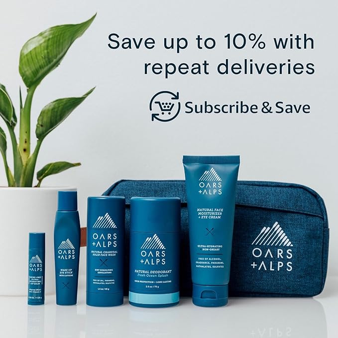 Oars + Alps Face Wash with Activated Charcoal, Dermatologist Tested Exfoliating Facial Cleanser, TSA Friendly, 1.4 Oz, 2 Pack