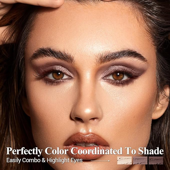 Brown Eyeshadow Stick Makeup 6PCS Set, Neutral Eyeshadow Palette Metallic Shimmer Matte Cream Eye Shadow Eyeliner Brightener Pencil Crayon - TAUPE MAUVE