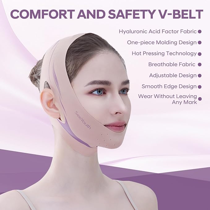 V Line Lifting Mask Chin strap for sleeping, Reusable Face Slimming Strap, V Line Mask, Face Lift Prevent Sagging, V Line Lifting Mask for Women,Jaw Exerciser，Pink