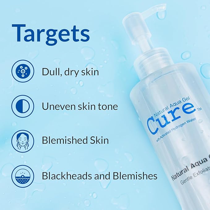 Cure by Toyo | Aqua Gel Gentle Exfoliator | Clear and Softer Skin | Non-Abrasive Face and Body Cleanser | Sensitive Skin | 3 Pack