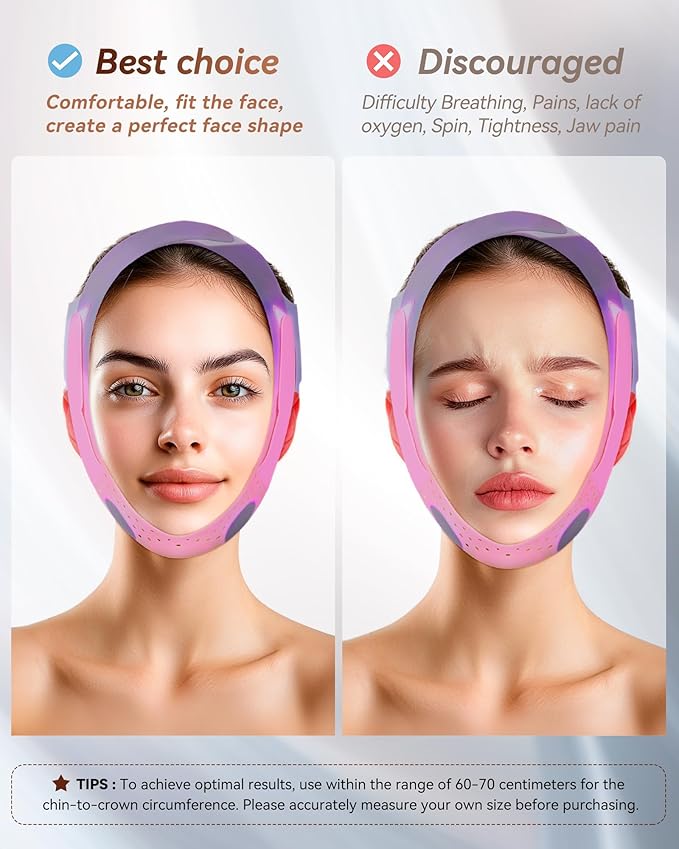 V-Line Sculpting Face Mask – Silicone Chin Strap for Jawline Tightening & Double Chin Reduction (23-27 Inches) (rose pink)