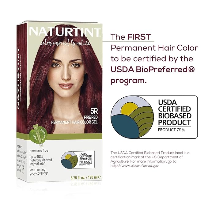 Naturtint 5R Fire Red Permanent Hair Color (Pack of 6), Ammonia Free, Vegan, Cruelty Free, up to 100% Gray Coverage, Long Lasting Results (Packaging may vary)