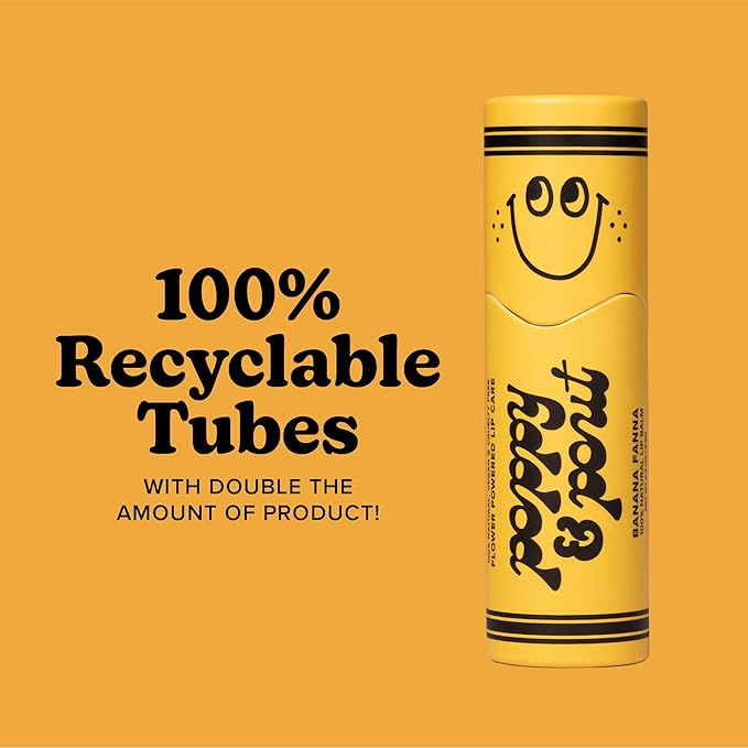 Poppy & Pout Kids Jumbo Lip Balm | All Natural Lip Balms & Moisturizers | Hydrates with Beeswax, Vitamin E, Organic Coconut Oil | Cruelty-Free | Lip Balm in Recyclable Cardboard Tube (Banana Fanna)