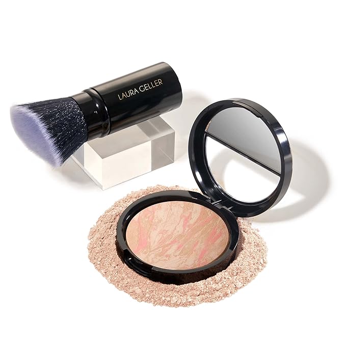LAURA GELLER NEW YORK Baked Balance-n-Brighten Foundation with Kabuki Brush Makeup Set, Porcelain