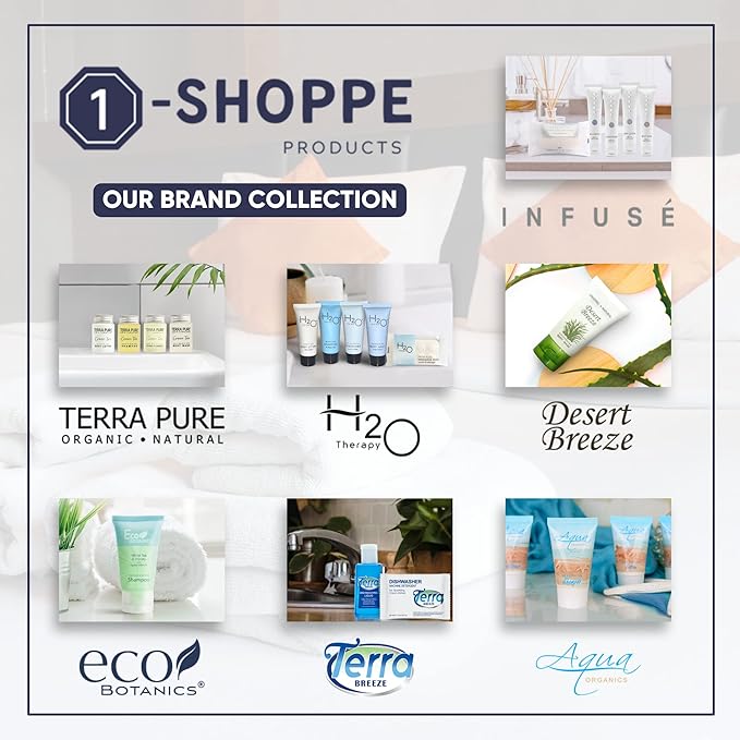 H2O Therapy Hotel Soaps and Toiletries Bulk Set | 1-Shoppe All-In-Kit Amenities for Hotels & Airbnb | 0.85 oz Hotel Shampoo & Conditioner, 1 oz Bar Soap Travel Size | 150 Pieces
