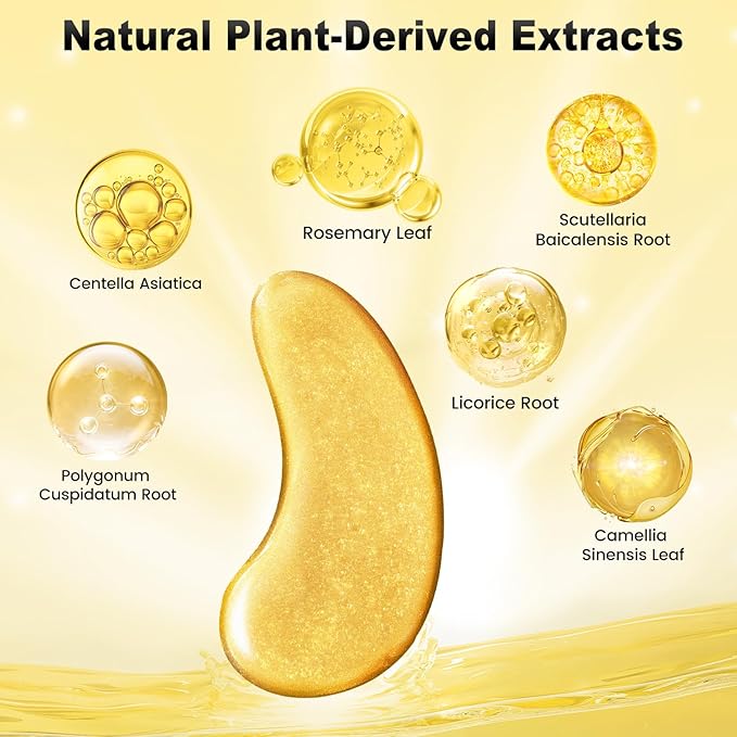 Under Eye Patches (48 Pairs) - 24K Gold Eye Masks Enriched with Abundant Collagen | Diminish Dark Circles and Puffiness | Anti-Aging, Smooth Fine Line, Nourish Skin - Gifts for Women Skin Care