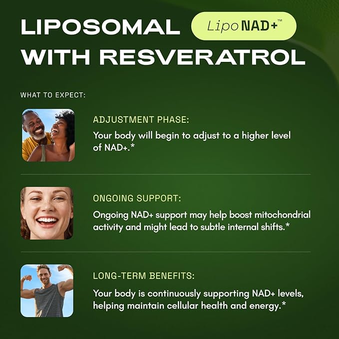NMNH Supplement Alternative - Liposomal NAD w/Resveratrol - 90-Day Supply - High Purity NAD Supplement for Energy & Healthy Aging - 60 Capsules (3)