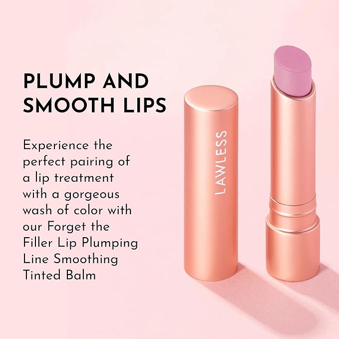 Lawless Forget the Filler Lip Plumping Line Smoothing Tinted Balm - Cupid - Premium Tinted Lip Balm with Natural Ingredients to Plump and Smooth Lips for a Firmer, Fuller Look - 0.09 oz