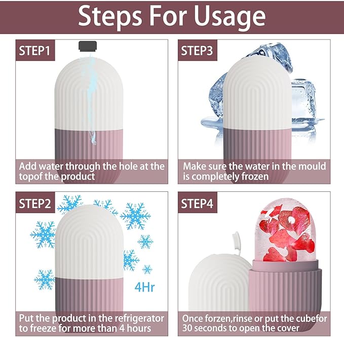 XHJRI Ice Face Roller Massager,Ice Cube Roller for Face, Eyes and Neck Naturally Conditioning and Skin Care,De-Puff Eye Bags,Reduce Migraine Pain,Reusable Massage Silicone Ice Mold (Brown)