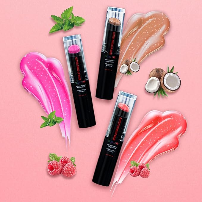 10 Pack Tinted Lip Balm With Glitter Powder Tinted Chapstick - Moisturizing, Soothing, and Repairing Dry and Chapped Lips