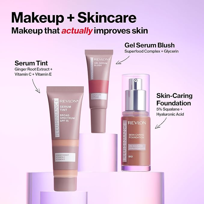 Revlon Illuminance Tinted Serum, Triple Hyaluronic Acid, Evens Out Skin Tone Over Time and Hydrates All Day, SPF 15, 605 Rich Mahogany, 0.94 fl oz.