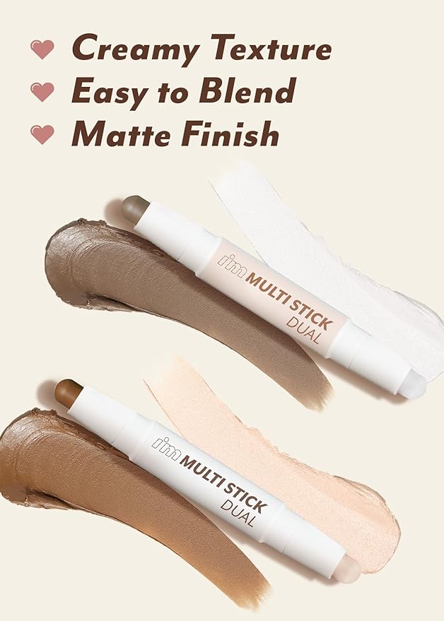 I'M MEME I'm Multi Stick Dual | Two Shade Shading and Highlighting Matte Finish | Suitable for Beginners Portable Size | 002 Cool Contouring