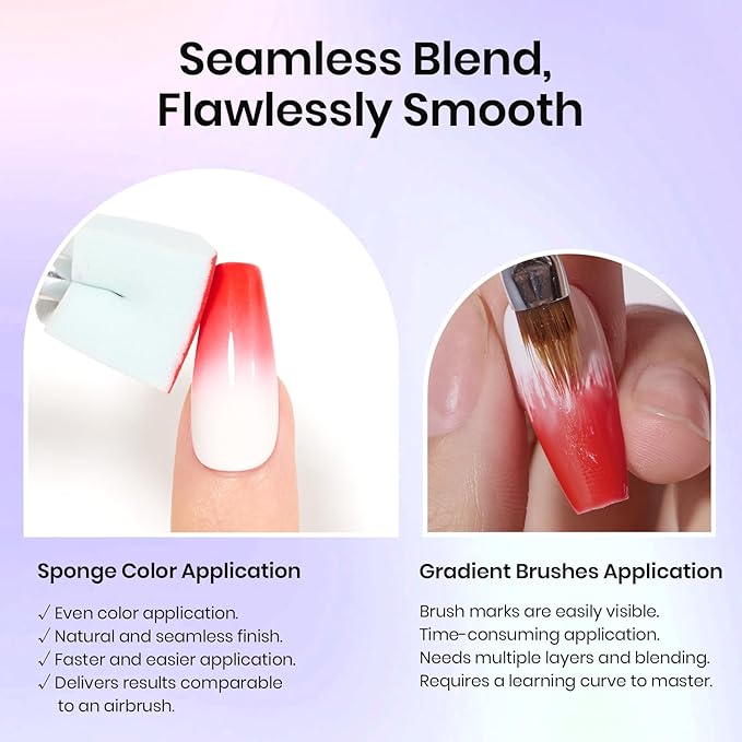 Beetles Gel Polish Soft Nail Sponges for Ombre, 88Pcs Large Size Nail Art Sponges With Grabbing Pen, Ombre Nail Brush to Creat Color Gradient Effect, Manicure Nail Art Tools for Nail Art Design