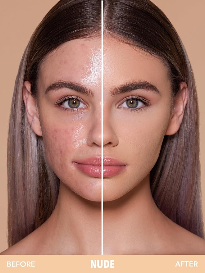 SHEGLAM SKin-Focus Full Coverage Powder Foundation Oil-Control Lightweight Face Pressed Powder Makeup-Nude