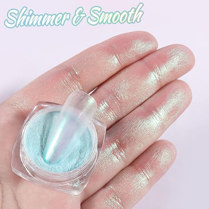 Laza Mermaid Pearl Chrome Nail Powder, 8 Colors Metallic Mirror Effect Pigment, Iridescent Aurora Nail Glitter Dust Kit for Gel Nail Art Decoration, Resin Craft, Gifts - Sweet Candy