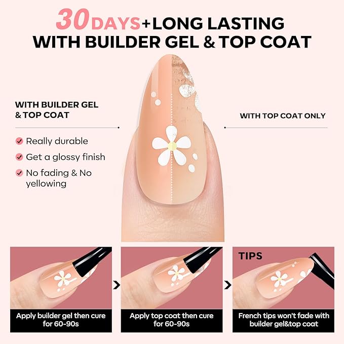 modelones Press on Nails, 150 Pcs French Tip Press on Nails, NailBoxie Brown Almond Shape Nail Tips, Natural Salon Finish Fake Nails, Ideal for Wedding, Party, Daily DIY Nail, 15 Sizes