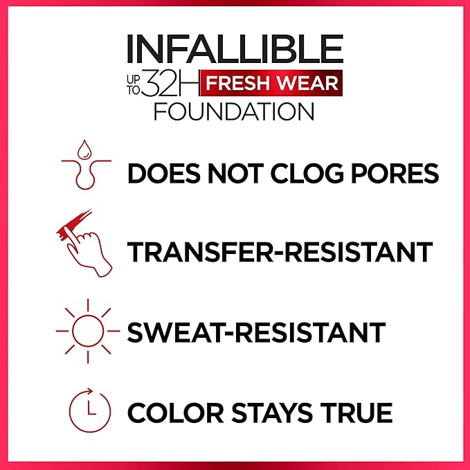 L'Oreal Paris Makeup Infallible Up to 32 Hour Fresh Wear Lightweight Foundation, 435 Rose Vanilla, 1 Fl Oz, Packaging May Vary