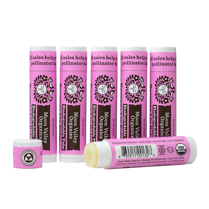 Moon Valley Organics Beeswax Lip Balm for Moisturizing Lips and Cuticles (JUICY BLACKBERRY, 6-Pack)