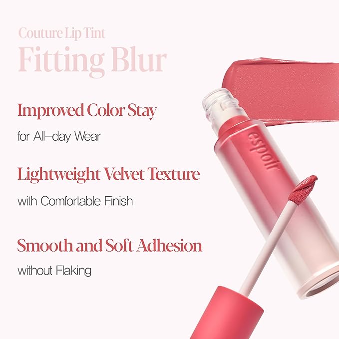Espoir Couture Lip Tint Fitting Blur #11 Whipped Rose 0.14oz | Soft and Creamy Color for Blurry Lip Look | Smudge-Proof Fixing Lip Stain | Lightweight and Comfortable Matte Finish