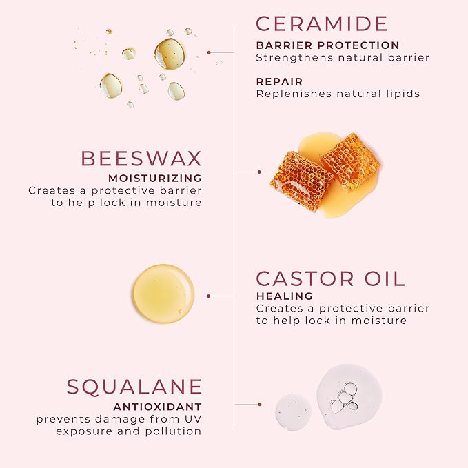 Guava Lip Balm Hydrating for Dry Lips - Natural Lip Moisturizer with Ceramide, Squalane & Castor Oil, Protects Lip Barrier, Lip Care for Chapped Lips, Lip Repair - 0.15 Fl oz