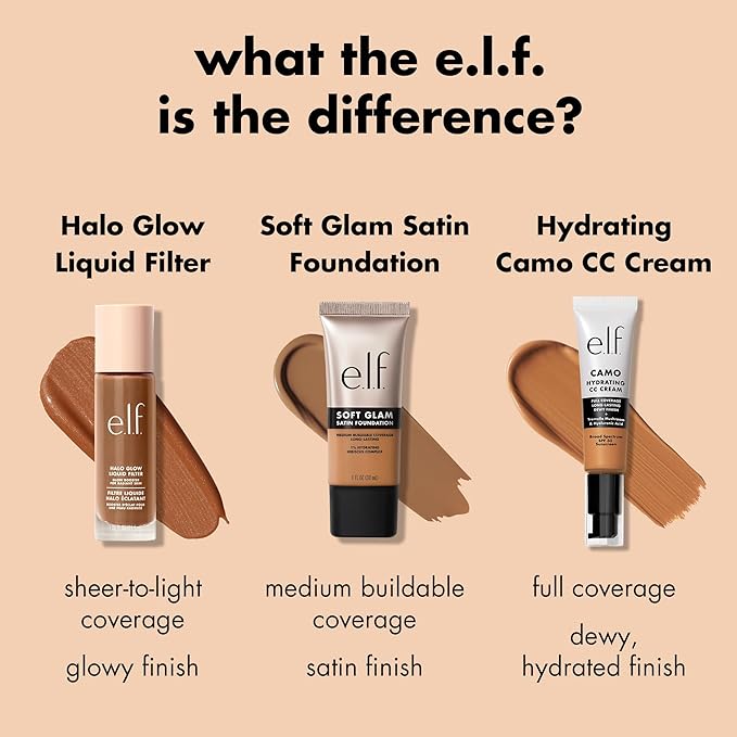 e.l.f. Soft Glam Foundation, Medium Coverage, Long-Lasting & Buildable Foundation For A Smooth, Satin Finish, Vegan & Cruelty-Free, 35 Medium Cool