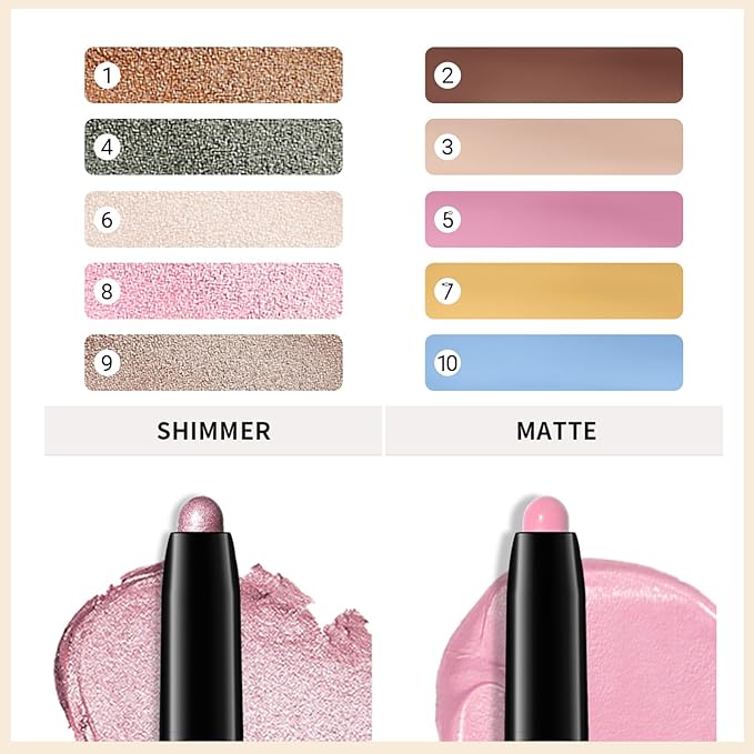 Erinde Waterproof Eyeshadow Stick, Cream Eye Shadow Stick, Long-Lasting, Crease-Proof, Cream to Powder Buildable & Blendable Eye Shadow Pencils Crayon, Vegan & Cruelty-Free, 05 Pink