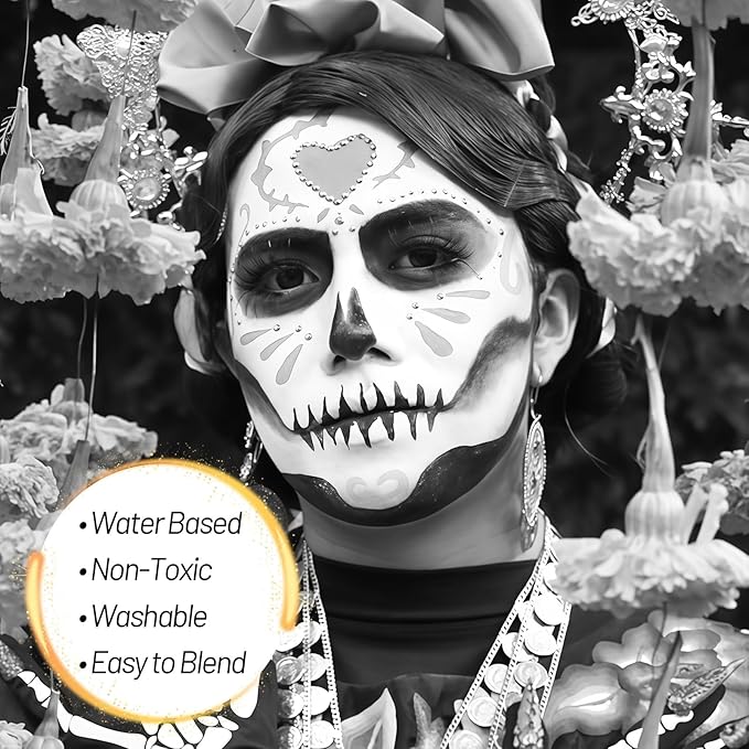 White Water Based Face Body Paint, 2.37 OZ Washable Large Tube Full Coverage Face Paint Cream for Adult Carnival Cosplay Halloween SFX Skull Joker Zombie Vampire Skeleton Goth Makeup