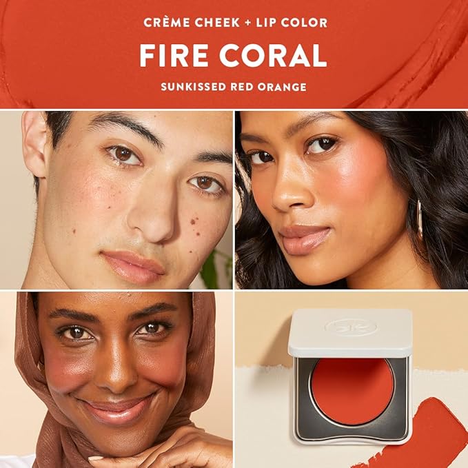 Honest Beauty 2-in-1 Creme Cheek Blush + Lip Color | EWG Verified, Vegan + Cruelty Free | Fire Coral, .1 oz