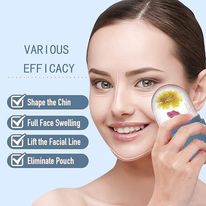 XHJRI Ice Face Roller Massager,Ice Cube Roller for Face, Eyes and Neck Naturally Conditioning and Skin Care,De-Puff Eye Bags,Reduce Migraine Pain,Reusable Massage Silicone Ice Mold (Blue)