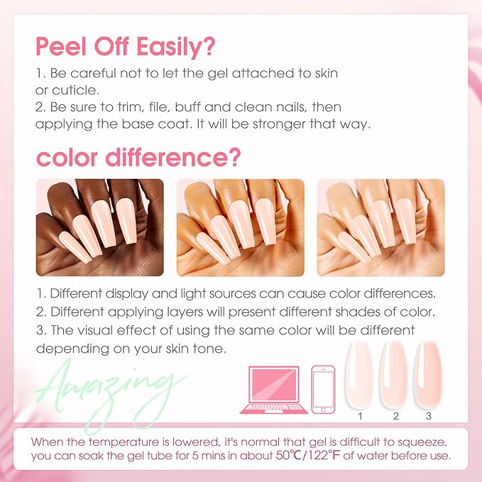 ROSALIND 14 Colors Poly Nail Gel Kit with Mini Nail Lamp Pink Brown Poly Nails Gel Kit Starter Kit With Slip Solution Kit Pink Extensions Gelfor Nail Manicure Beginner