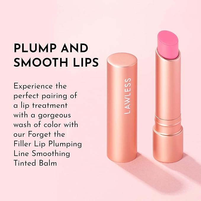 Lawless Forget the Filler Lip Plumping Line Smoothing Tinted Balm - Baby Doll - Premium Tinted Lip Balm with Natural Ingredients to Plump and Smooth Lips for a Firmer, Fuller Look - 0.09 oz