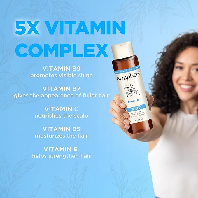 Soapbox Argan Shampoo & Conditioner Set, Volumizing, Vegan, Color Safe, Harsh Sulfate & Silicone Free, 1 Liter Each (Pack of 2)