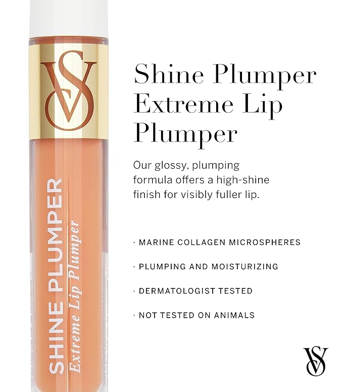 Victoria's Secret Shine Plumper Extreme Lip Plumper in Warm Blush, Plumping Lip Gloss for Women with Marine Collagen Microspheres, Lip Treatment