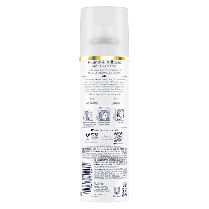 Dove Dry Shampoo for 2 Count for Oily Hair Volume & Fullness for Refreshed Hair 5 oz
